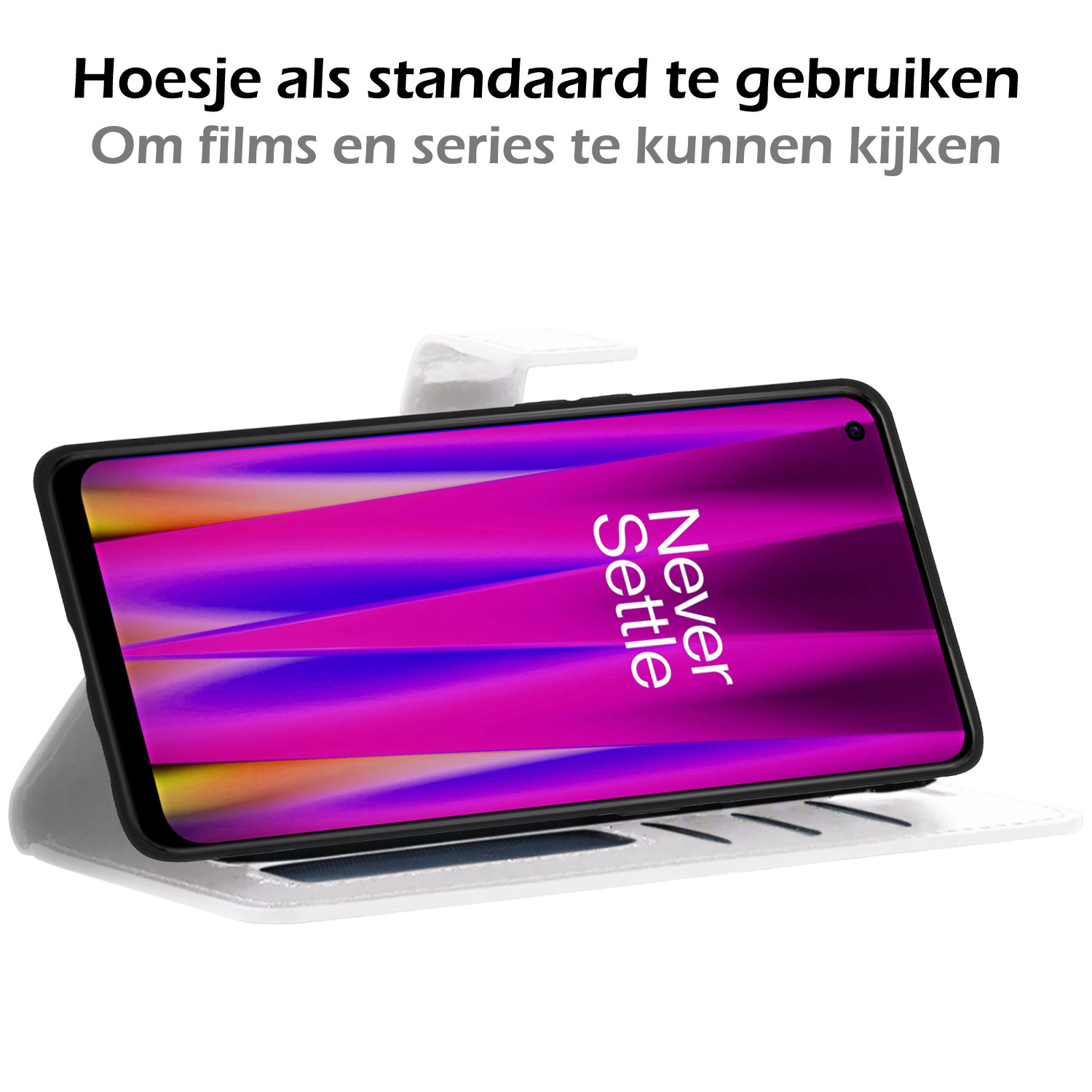 Nomfy Hoesje Geschikt voor OnePlus Nord CE 2 Lite Hoes Bookcase Flipcase Book Cover Met 2x Screenprotector - Hoes Geschikt voor OnePlus Nord CE 2 Lite Hoesje Book Case - Wit