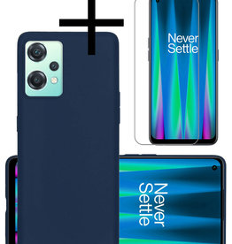 NoXx OnePlus Nord CE 2 Lite Hoesje Siliconen Met Screenprotector - Donkerblauw