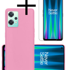 NoXx NoXx OnePlus Nord CE 2 Lite Hoesje Siliconen Met Screenprotector - Lichtroze