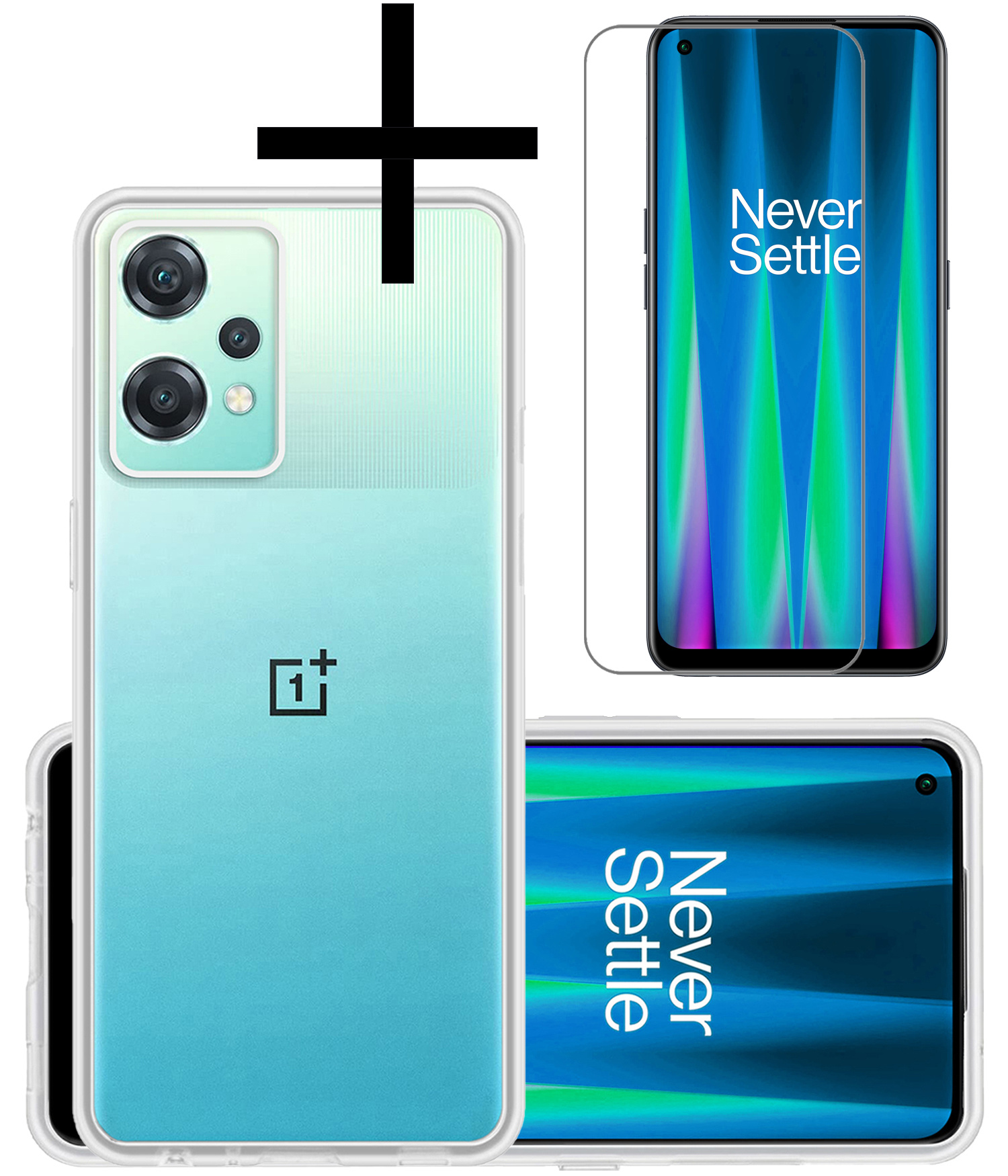 NoXx Hoes Geschikt voor OnePlus Nord CE 2 Lite Hoesje Cover Siliconen Back Case Hoes Met Screenprotector - Transparant