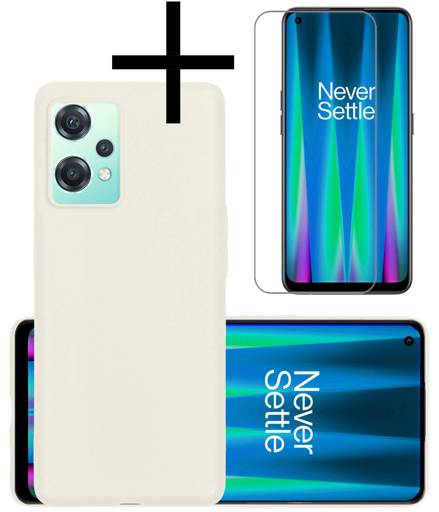 NoXx Hoes Geschikt voor OnePlus Nord CE 2 Lite Hoesje Cover Siliconen Back Case Hoes Met Screenprotector - Wit