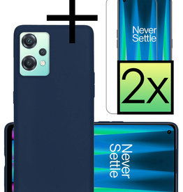 NoXx OnePlus Nord CE 2 Lite Hoesje Siliconen Met 2x Screenprotector - Donkerblauw