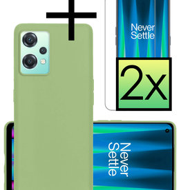 NoXx OnePlus Nord CE 2 Lite Hoesje Siliconen Met 2x Screenprotector - Groen