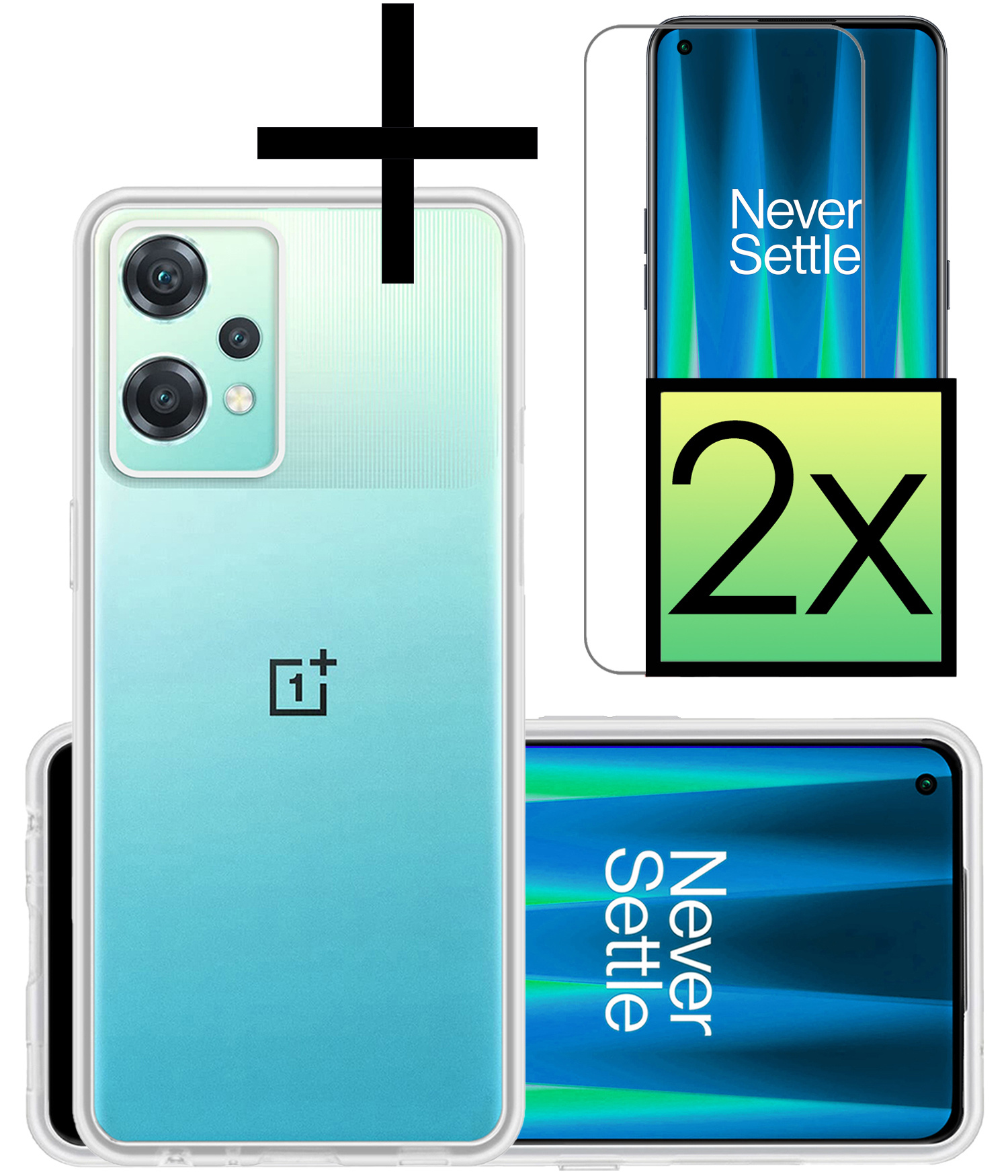 NoXx Hoes Geschikt voor OnePlus Nord CE 2 Lite Hoesje Cover Siliconen Back Case Hoes Met 2x Screenprotector - Transparant