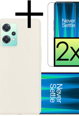 NoXx Hoes Geschikt voor OnePlus Nord CE 2 Lite Hoesje Cover Siliconen Back Case Hoes Met 2x Screenprotector - Wit