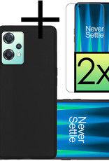 NoXx Hoes Geschikt voor OnePlus Nord CE 2 Lite Hoesje Cover Siliconen Back Case Hoes Met 2x Screenprotector - Zwart