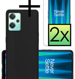 NoXx OnePlus Nord CE 2 Lite Hoesje Siliconen Met 2x Screenprotector - Zwart