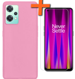 Nomfy Nomfy OnePlus Nord CE 2 Lite Hoesje Siliconen Met Screenprotector - Lichtroze