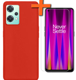 Nomfy OnePlus Nord CE 2 Lite Hoesje Siliconen Met Screenprotector - Rood