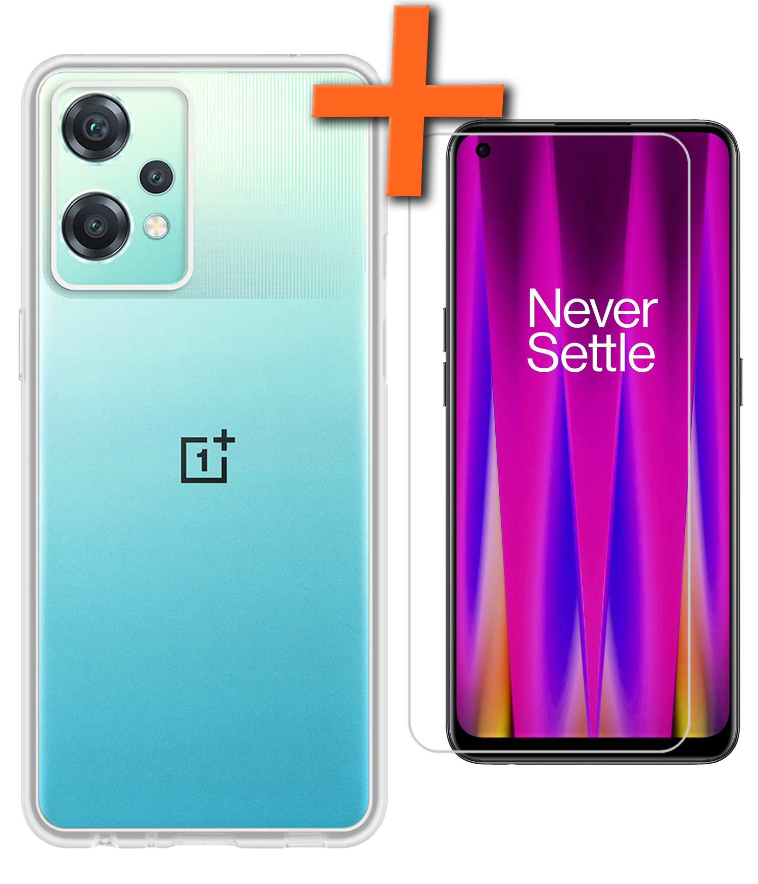 Nomfy Hoesje Geschikt voor OnePlus Nord CE 2 Lite Hoesje Siliconen Cover Case Met Screenprotector - Hoes Geschikt voor OnePlus Nord CE 2 Lite Hoes Back Case - Transparant