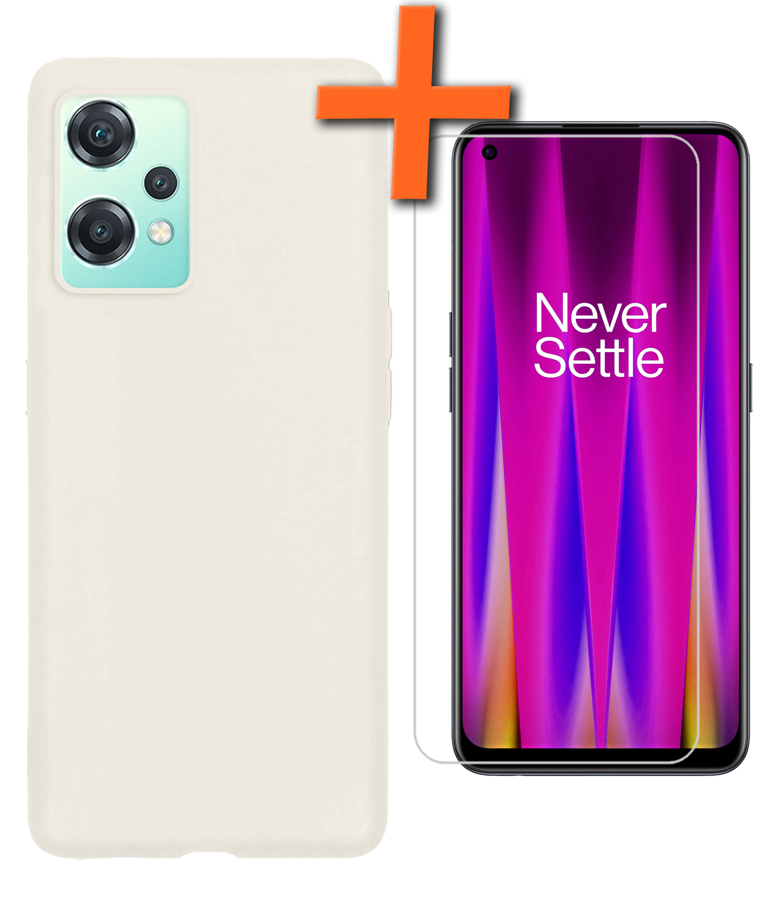 Nomfy Hoesje Geschikt voor OnePlus Nord CE 2 Lite Hoesje Siliconen Cover Case Met Screenprotector - Hoes Geschikt voor OnePlus Nord CE 2 Lite Hoes Back Case - Wit