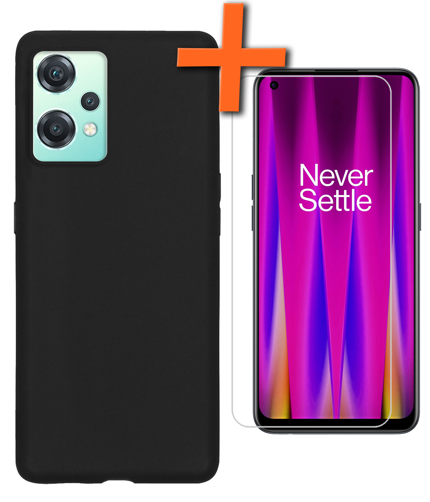 Nomfy Hoesje Geschikt voor OnePlus Nord CE 2 Lite Hoesje Siliconen Cover Case Met Screenprotector - Hoes Geschikt voor OnePlus Nord CE 2 Lite Hoes Back Case - Zwart