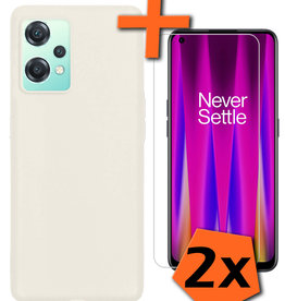 Nomfy Nomfy OnePlus Nord CE 2 Lite Hoesje Siliconen Met 2x Screenprotector - Wit
