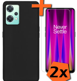 Nomfy OnePlus Nord CE 2 Lite Hoesje Siliconen Met 2x Screenprotector - Zwart