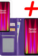 BASEY. Hoes Geschikt voor OnePlus Nord CE 2 Lite Hoesje Bookcase Hoes Flip Case Book Cover Met Screenprotector - Hoesje Geschikt voor OnePlus Nord CE 2 Lite Hoes Book Case Hoesje - Paars