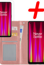 BASEY. Hoes Geschikt voor OnePlus Nord CE 2 Lite Hoesje Bookcase Hoes Flip Case Book Cover Met Screenprotector - Hoesje Geschikt voor OnePlus Nord CE 2 Lite Hoes Book Case Hoesje - Rosé goud