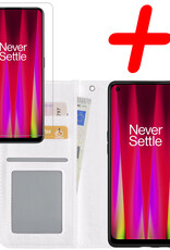 BASEY. Hoes Geschikt voor OnePlus Nord CE 2 Lite Hoesje Bookcase Hoes Flip Case Book Cover Met Screenprotector - Hoesje Geschikt voor OnePlus Nord CE 2 Lite Hoes Book Case Hoesje - Wit