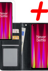 BASEY. Hoes Geschikt voor OnePlus Nord CE 2 Lite Hoesje Bookcase Hoes Flip Case Book Cover Met Screenprotector - Hoesje Geschikt voor OnePlus Nord CE 2 Lite Hoes Book Case Hoesje - Zwart