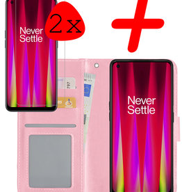 BASEY. BASEY. OnePlus Nord CE 2 Lite Hoesje Bookcase Lichtroze Met 2x Screenprotector