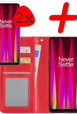 BASEY. Hoes Geschikt voor OnePlus Nord CE 2 Lite Hoesje Bookcase Hoes Flip Case Book Cover Met 2x Screenprotector - Hoesje Geschikt voor OnePlus Nord CE 2 Lite Hoes Book Case Hoesje - Rood