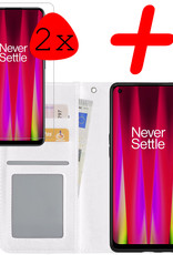 BASEY. Hoes Geschikt voor OnePlus Nord CE 2 Lite Hoesje Bookcase Hoes Flip Case Book Cover Met 2x Screenprotector - Hoesje Geschikt voor OnePlus Nord CE 2 Lite Hoes Book Case Hoesje - Wit