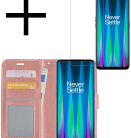 NoXx OnePlus Nord CE 2 Lite Hoesje Bookcase Rose Goud Met Screenprotector
