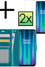 NoXx Hoes Geschikt voor OnePlus Nord CE 2 Lite Hoesje Book Case Hoes Flip Cover Wallet Bookcase Met 2x Screenprotector - Turquoise