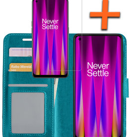 Nomfy OnePlus Nord CE 2 Lite Hoesje Bookcase Turquoise Met Screenprotector