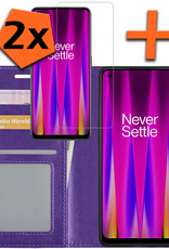 Nomfy Hoesje Geschikt voor OnePlus Nord CE 2 Lite Hoes Bookcase Flipcase Book Cover Met 2x Screenprotector - Hoes Geschikt voor OnePlus Nord CE 2 Lite Hoesje Book Case - Paars