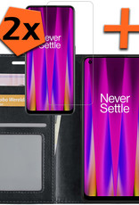 Nomfy Hoesje Geschikt voor OnePlus Nord CE 2 Lite Hoes Bookcase Flipcase Book Cover Met 2x Screenprotector - Hoes Geschikt voor OnePlus Nord CE 2 Lite Hoesje Book Case - Zwart
