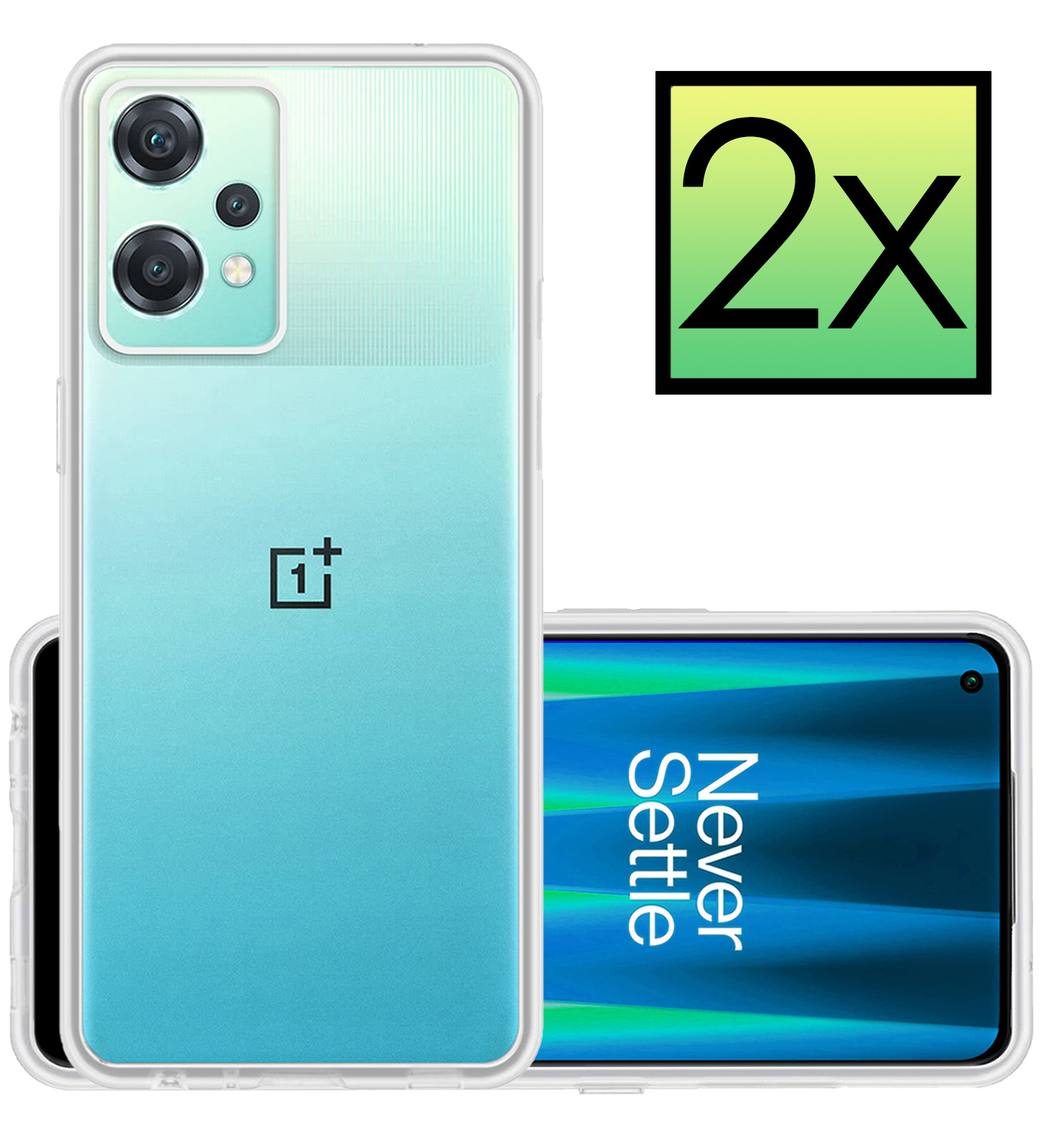 NoXx Hoes Geschikt voor OnePlus Nord CE 2 Lite Hoesje Cover Siliconen Back Case Hoes - Transparant - 2x