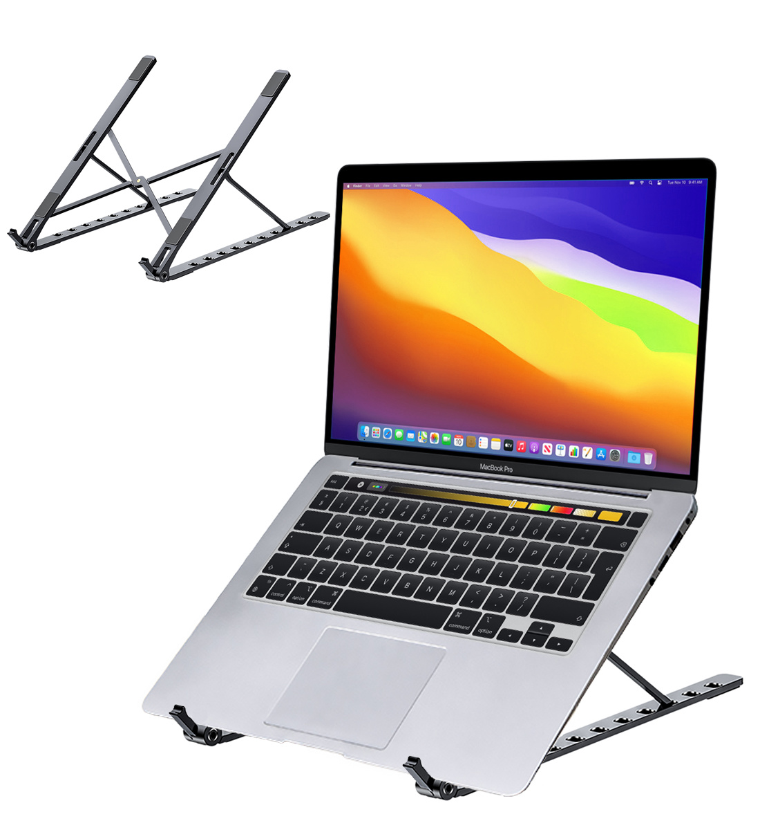 BASEY. Laptop Stand Bureaustandaard Tablet Houder Aluminium Laptop Standaard Verstelbaar - Grijs