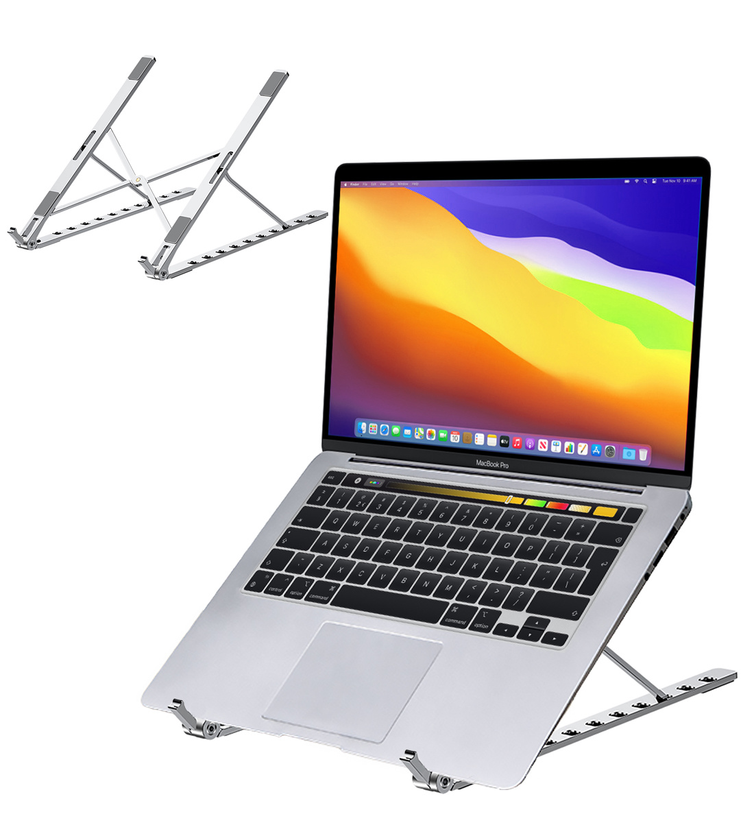 BASEY. Laptop Stand Bureaustandaard Tablet Houder Aluminium Laptop Standaard Verstelbaar - Zilver