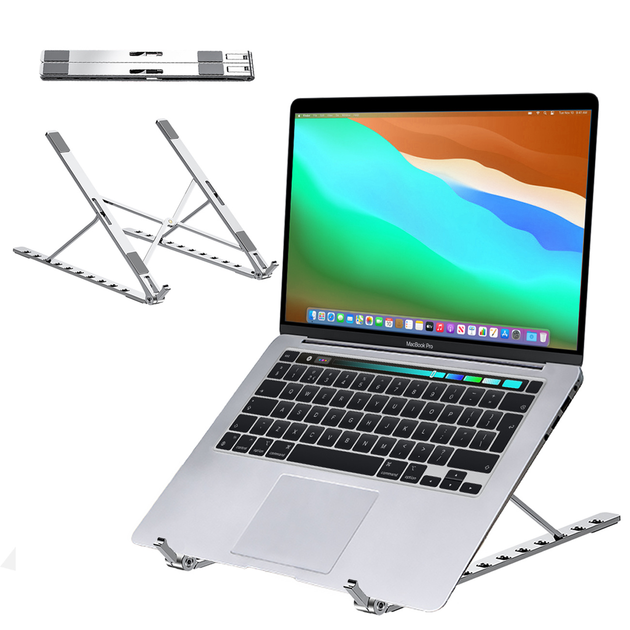 NoXx Laptop Standaard Aluminium Laptop Stand - Ergonomisch Verstelbare Laptop Houder - Zilver