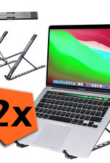 Nomfy Aluminium Laptop Standaard Opvouwbaar - Bureaustandaard Ergonomische Laptop Houder Verstelbaar - Zilver - 2X