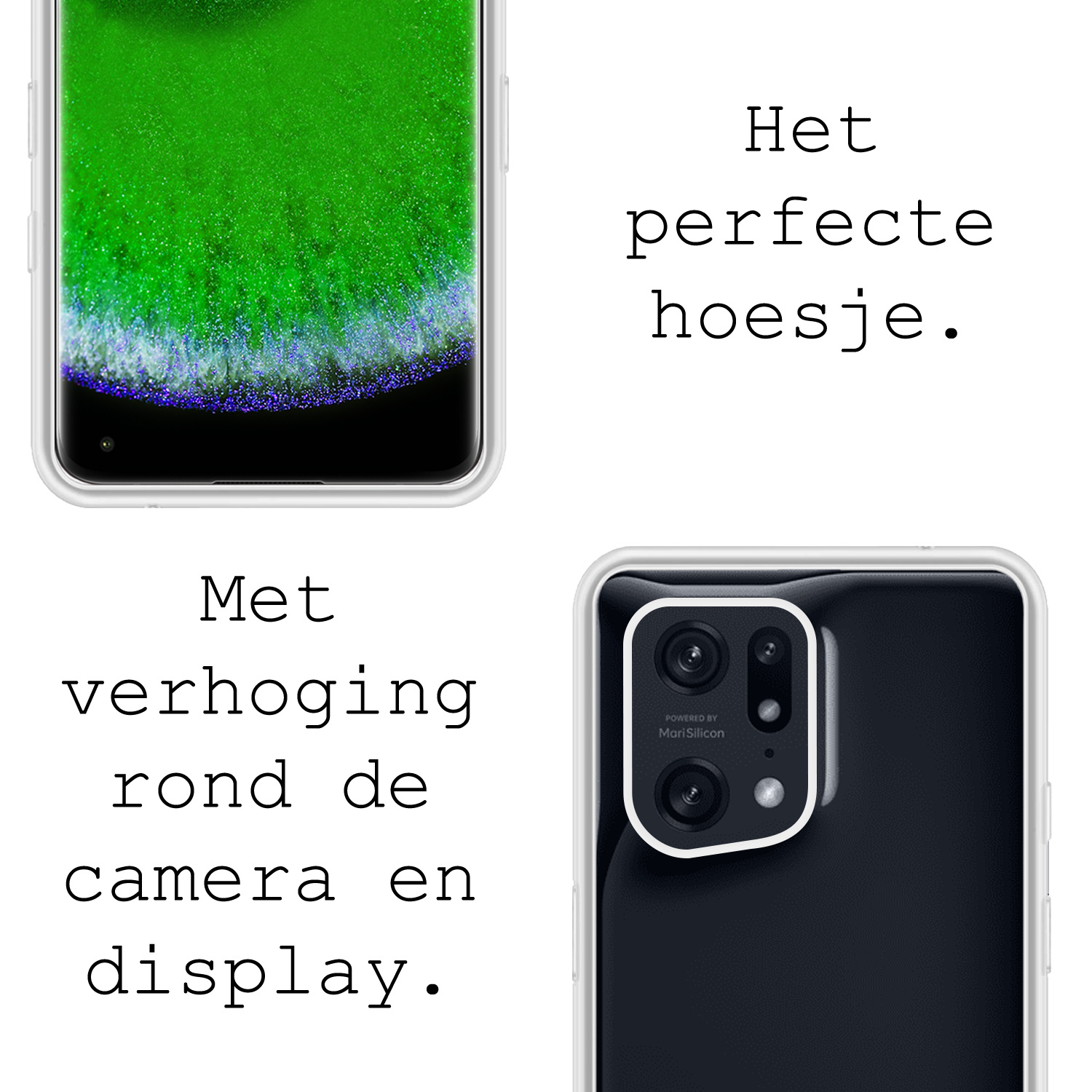 BASEY. Hoes Geschikt voor OPPO Find X5 Hoesje Siliconen Back Cover Case Met 2x Screenprotector - Hoesje Geschikt voor OPPO X5 Hoes Cover Hoesje - Transparant