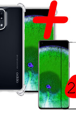 BASEY. Hoes Geschikt voor OPPO Find X5 Hoesje Siliconen Back Cover Case Met 2x Screenprotector - Hoesje Geschikt voor OPPO X5 Hoes Cover Hoesje - Transparant
