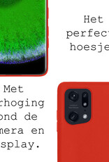 BASEY. Hoes Geschikt voor OPPO Find X5 Hoesje Siliconen Back Cover Case Met 2x Screenprotector - Hoesje Geschikt voor OPPO X5 Hoes Cover Hoesje - Rood