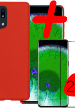 BASEY. Hoes Geschikt voor OPPO Find X5 Hoesje Siliconen Back Cover Case Met 2x Screenprotector - Hoesje Geschikt voor OPPO X5 Hoes Cover Hoesje - Rood