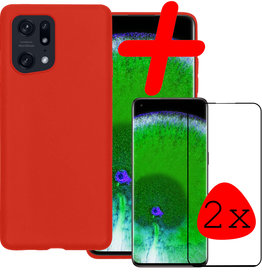 BASEY. BASEY. OPPO Find X5 Hoesje Siliconen Met 2x Screenprotector - Rood