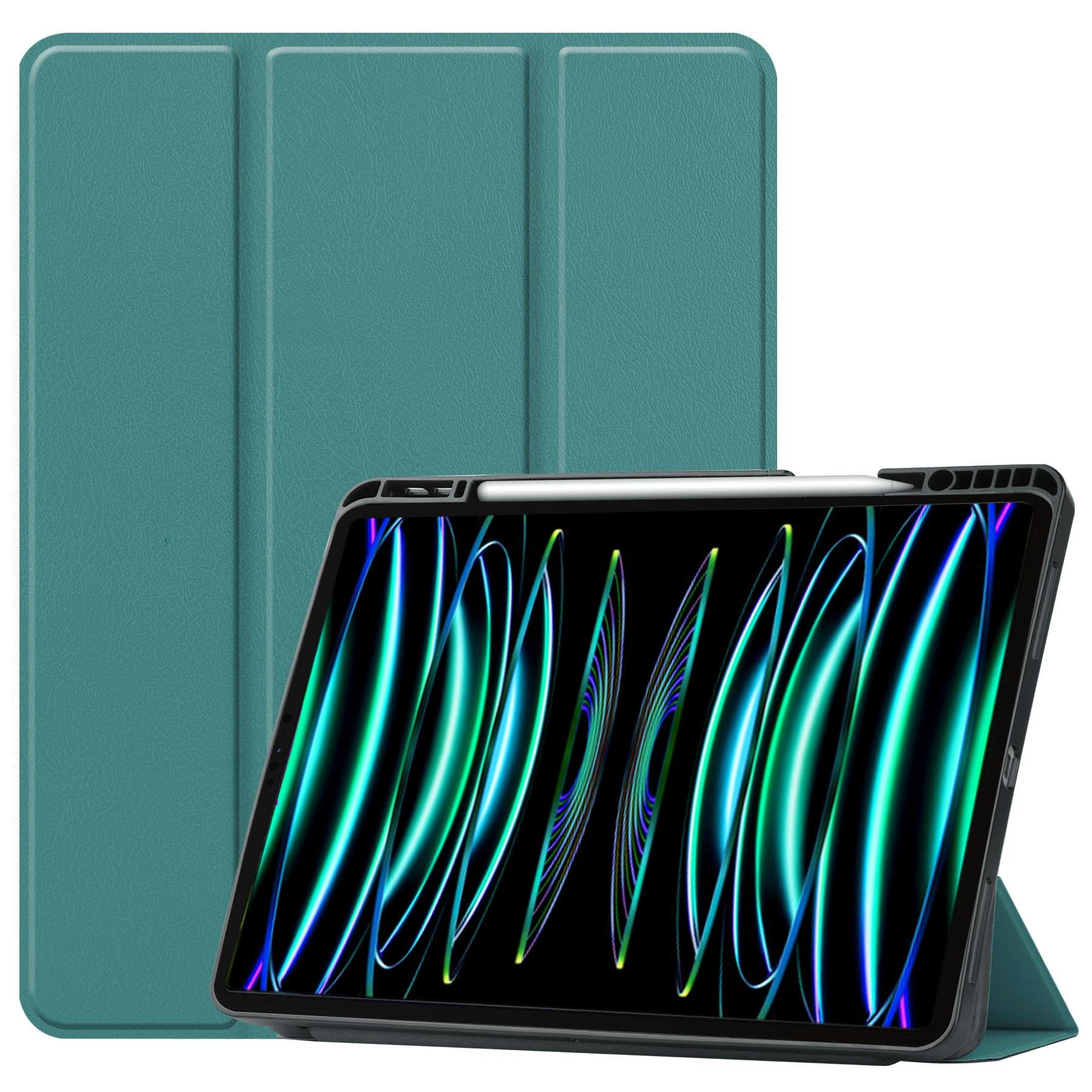 BASEY. BASEY. iPad Pro 12.9 inch (2022) Hoesje Met Apple Pencilhouder - Donkergroen