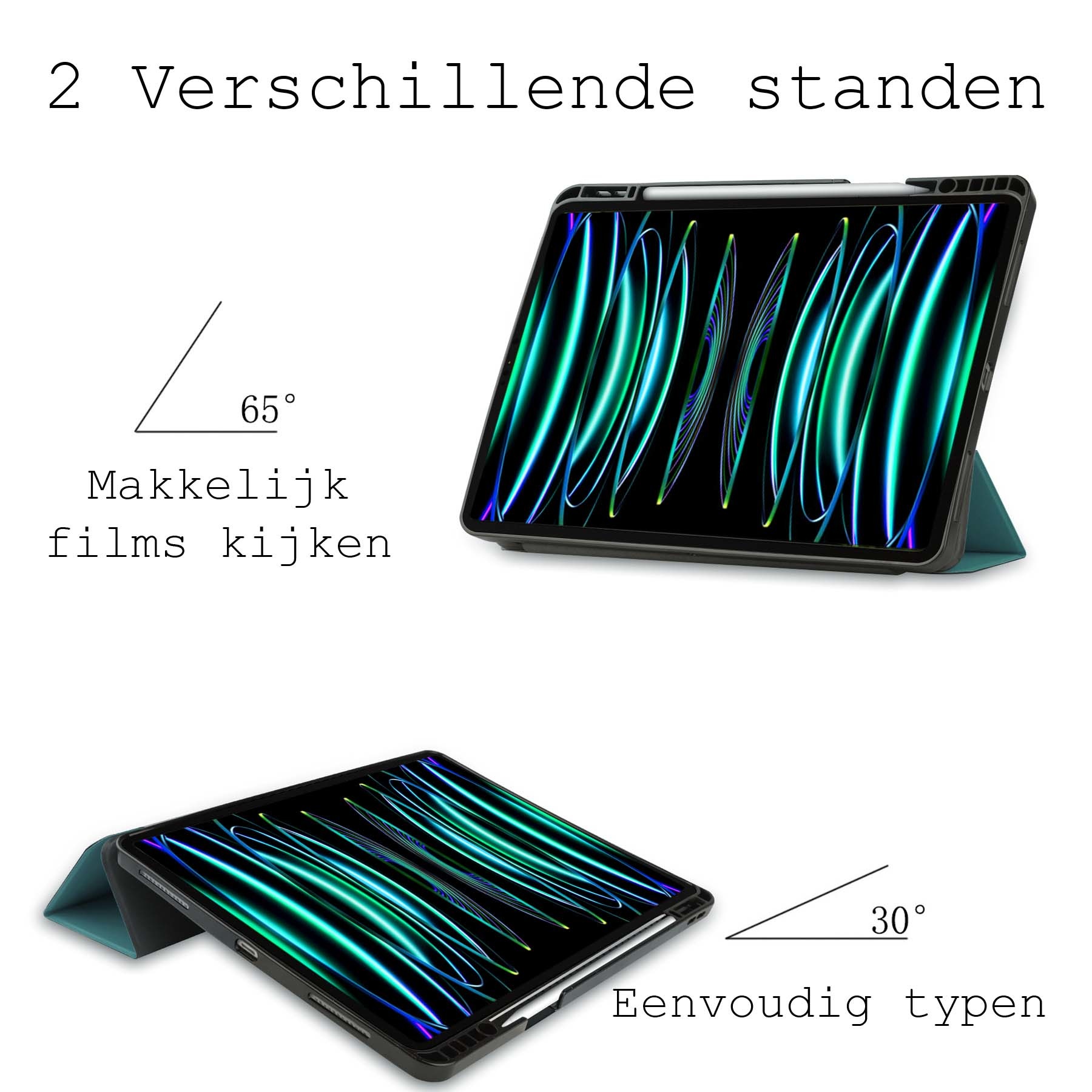 BASEY. BASEY. iPad Pro 12.9 inch (2022) Hoesje Met Apple Pencilhouder - Donkergroen