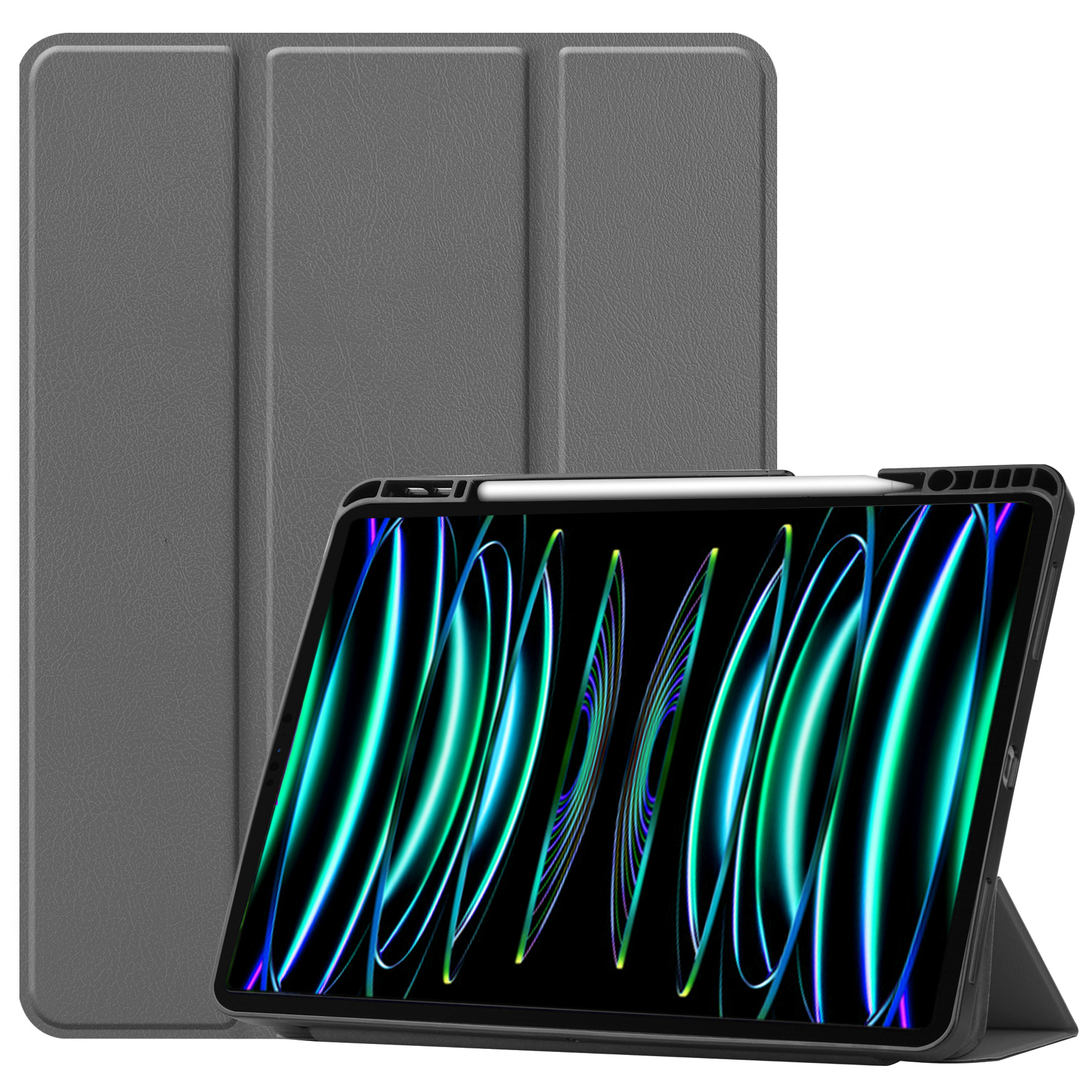BASEY. BASEY. iPad Pro 12.9 inch (2022) Hoesje Met Apple Pencilhouder - Grijs
