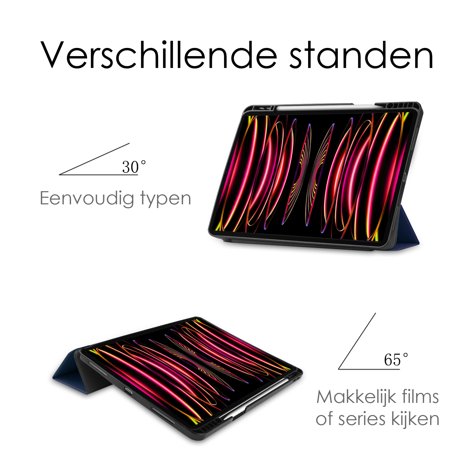 NoXx NoXx iPad Pro 12.9 inch (2022) Hoesje Met Apple Pencilhouder - Donkerblauw