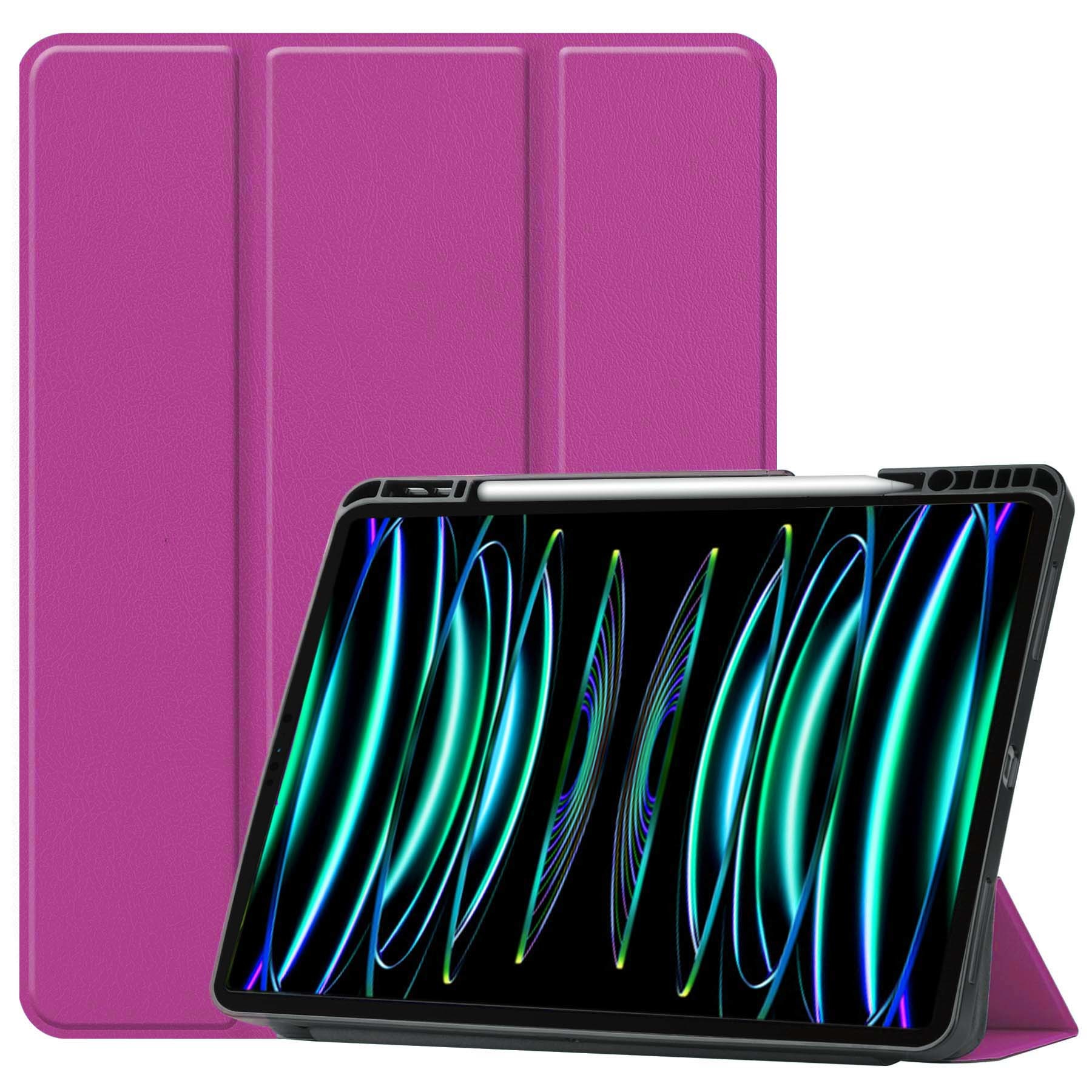 BASEY. Hoesje Geschikt voor iPad Pro 2021 (11 inch) Hoes Case Tablet Hoesje Tri-fold Met Uitsparing Geschikt voor Apple Pencil - Hoes Geschikt voor iPad Pro 11 inch (2021) Hoesje Hard Cover Bookcase Hoes - Paars