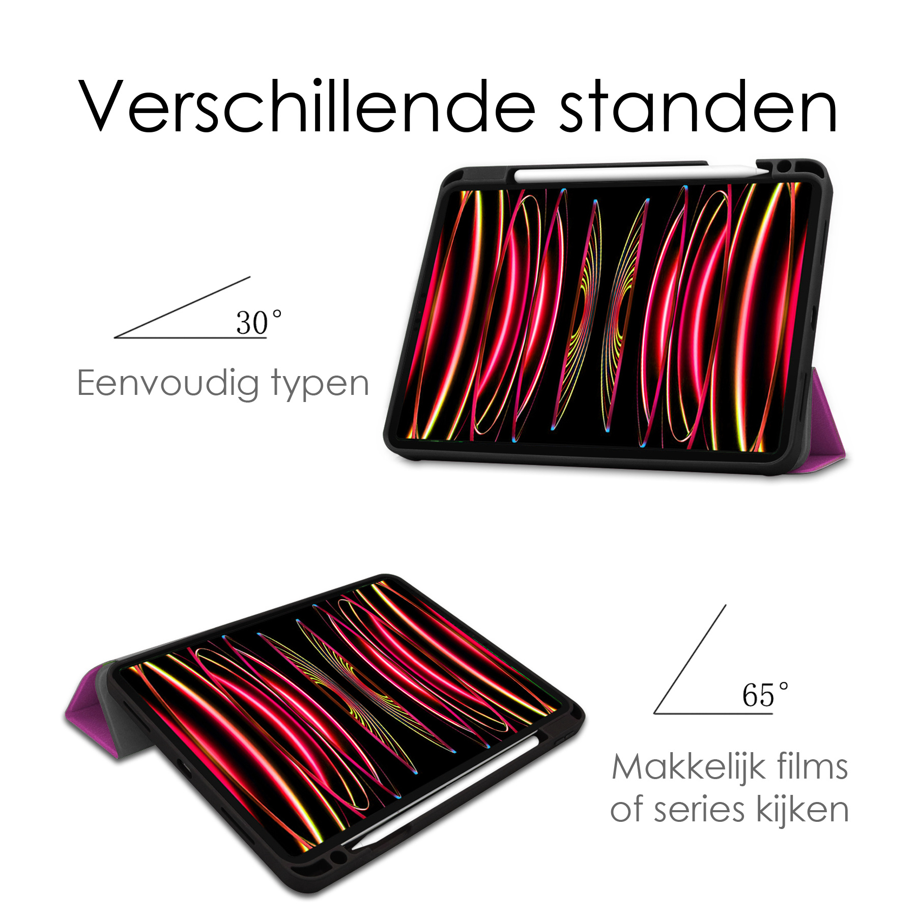 NoXx Hoesje Geschikt voor iPad Pro 2021 (11 inch) Hoesje Case Hard Cover Hoes Book Case Met Uitsparing Geschikt voor Apple Pencil - Paars