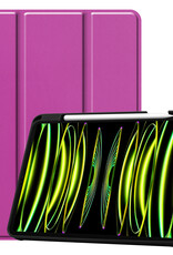 Nomfy Hoes Geschikt voor iPad Pro 2021 (11 inch) Hoes Tri-fold Tablet Hoesje Case Met Uitsparing Geschikt voor Apple Pencil - Hoesje Geschikt voor iPad Pro 11 inch (2021) Hoesje Hardcover Bookcase - Paars