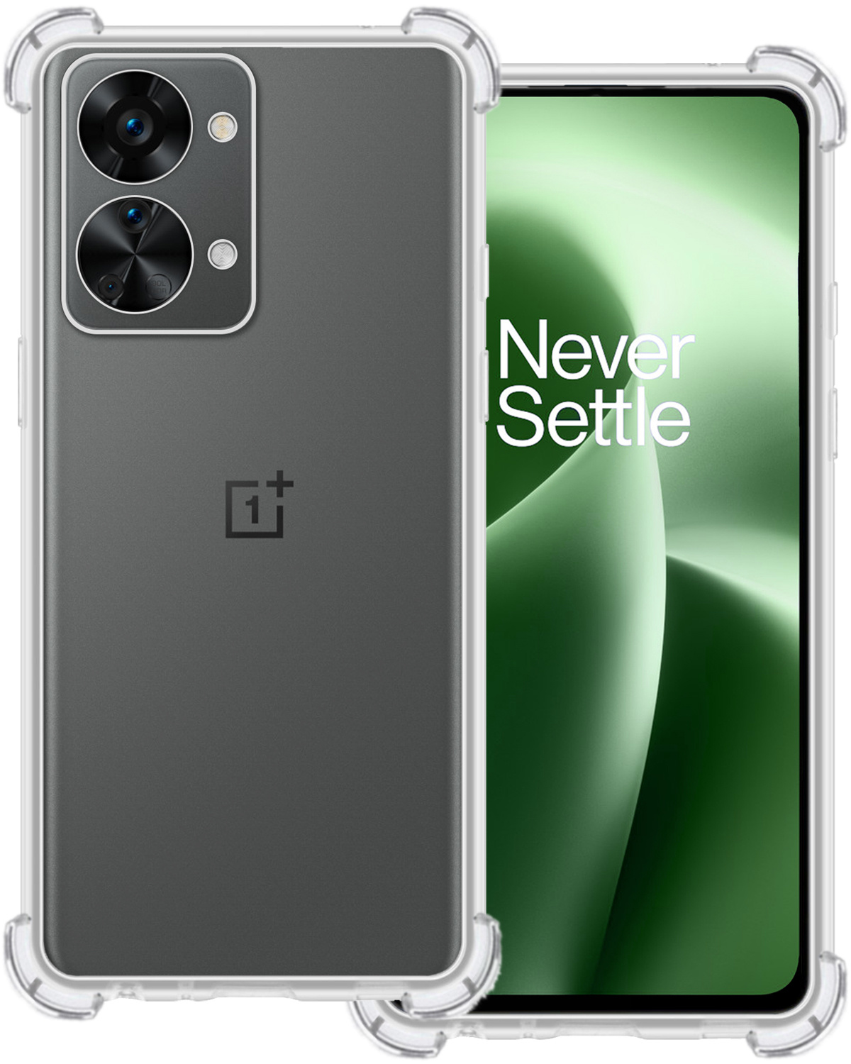 BASEY. Hoes Geschikt voor OnePlus Nord 2T Hoesje Shock Proof Case Hoes Siliconen - Hoesje Geschikt voor OnePlus Nord 2T Hoes Cover Shockproof - Transparant