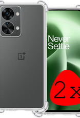 BASEY. Hoes Geschikt voor OnePlus Nord 2T Hoesje Shock Proof Case Hoes Siliconen - Hoesje Geschikt voor OnePlus Nord 2T Hoes Cover Shockproof - Transparant - 2 Stuks