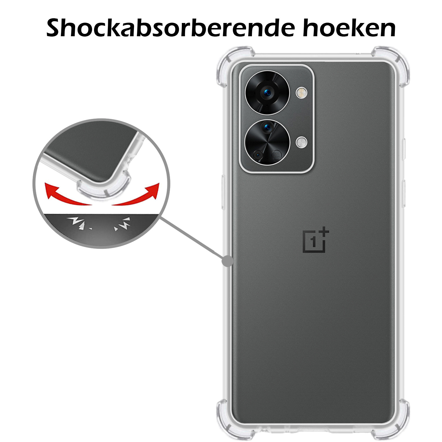 Nomfy OnePlus Nord 2T Hoesje Shock Proof Cover Case Shockproof - OnePlus Nord 2T Hoes Shock Proof Back Case - Transparant